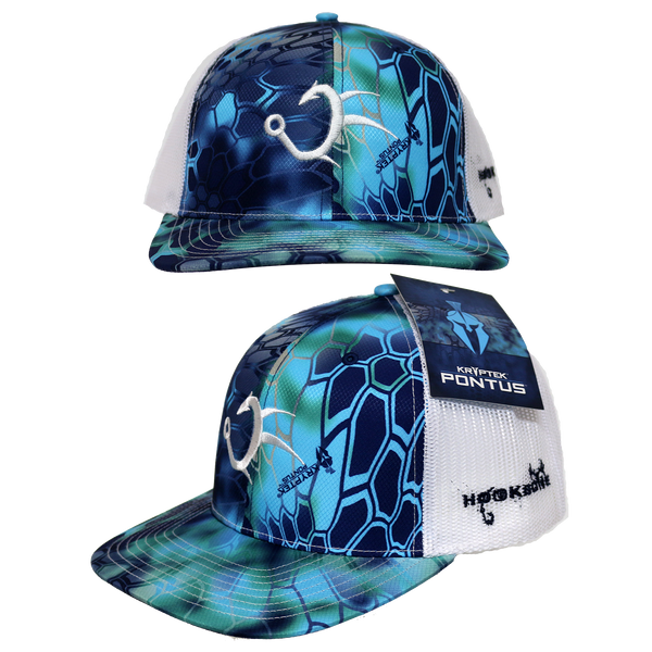 Circle Hook Salty and Swamp Cracker Snapback Hat, Charcoal/Neon Pink